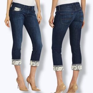 Size 6 Lucky Brand Blue Cropped Jeans w/lace